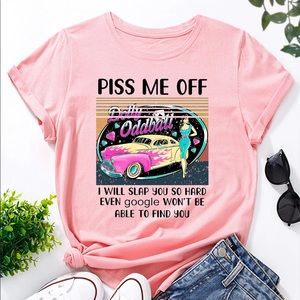 Piss Me Off Lady & Car Graphic Short Sleeve Tee
